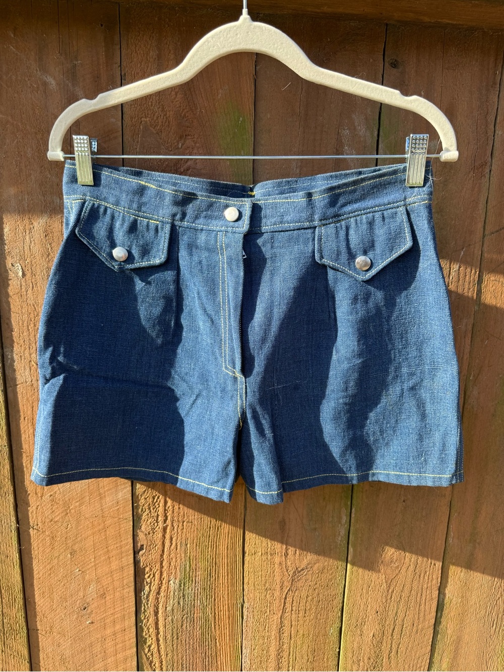 Vintage Homemade Denim High-Rise Utility Shorts - Dark Blue